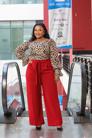 Wine Red High-Waist Pants